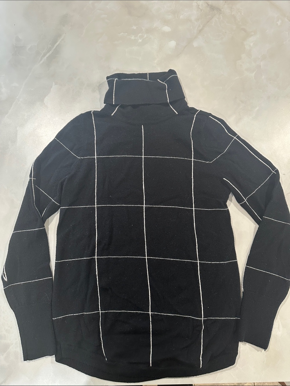 The Limited Black Turtleneck Sweater with White Windowpane